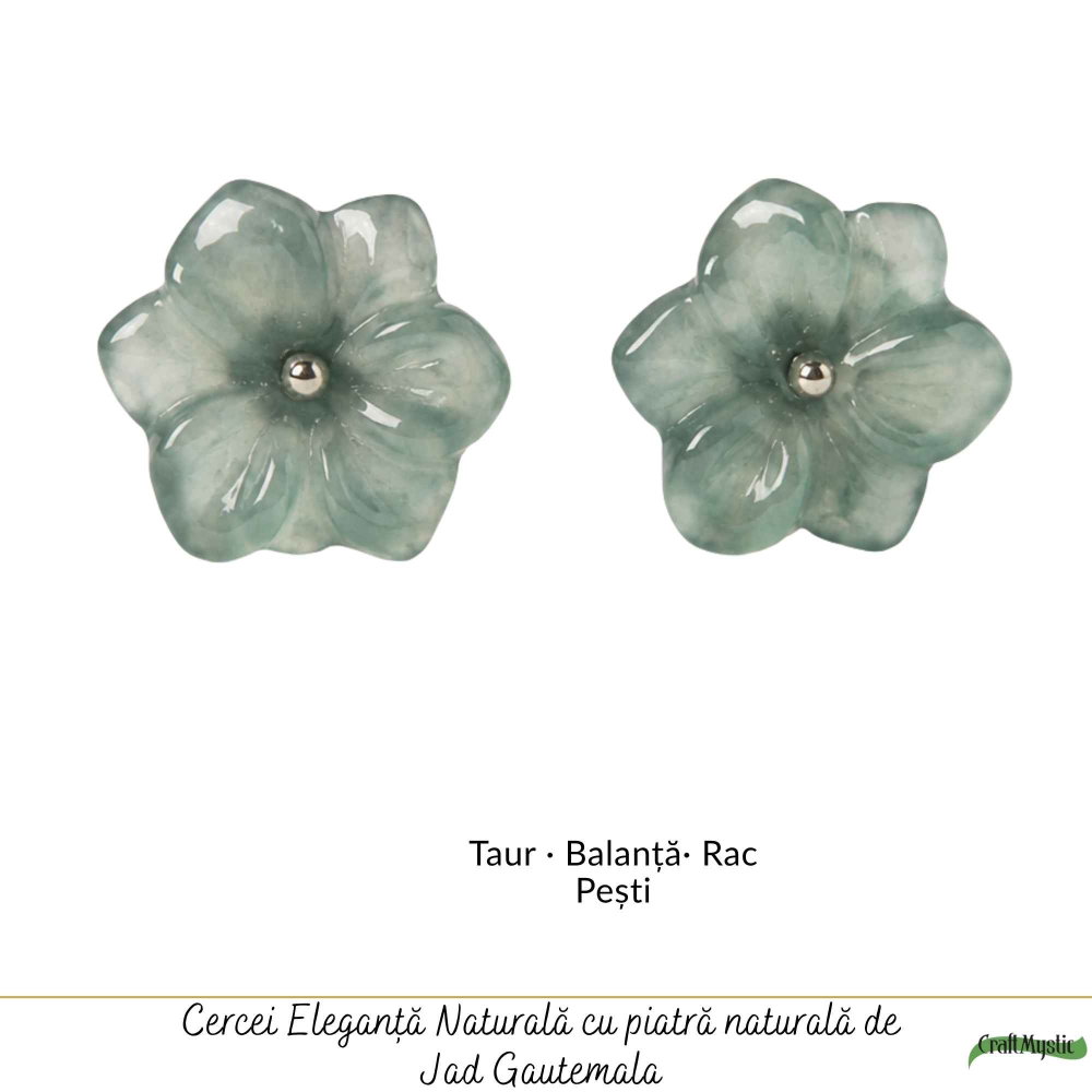 Cercei Argint 925 cu Jad Natural in Forma de Floare – Armonie, Noroc si Feminitate [5]