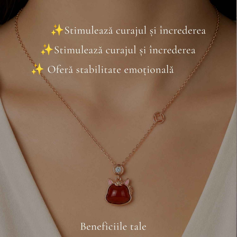 Colier Argint 925 Rose Gold cu Agat Rosu Natural – Curaj, Energie si Eleganta [3]
