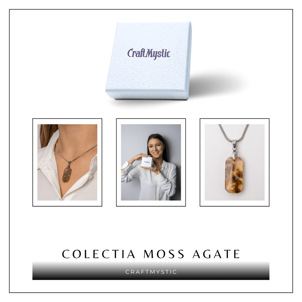 Colier Titanium cu Agat Muschi Dreptunghi – Echilibru Natural si Conexiune cu Natura [8]