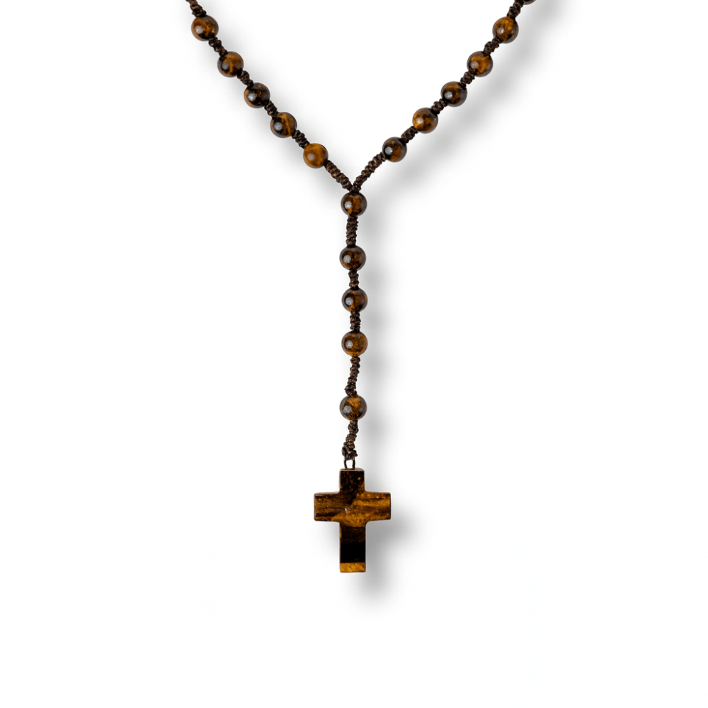 Colier cu Margele din Ochi de Tigru Natural si Pandantiv Cruce – Protectie, Curaj si Forta Interioara [1]
