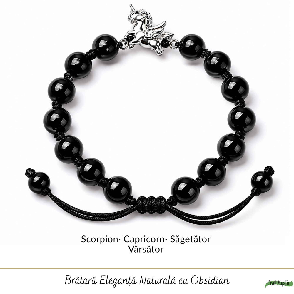 Bratara cu Obsidian Natural si Calut – Protectie, Curaj si Libertate [5]