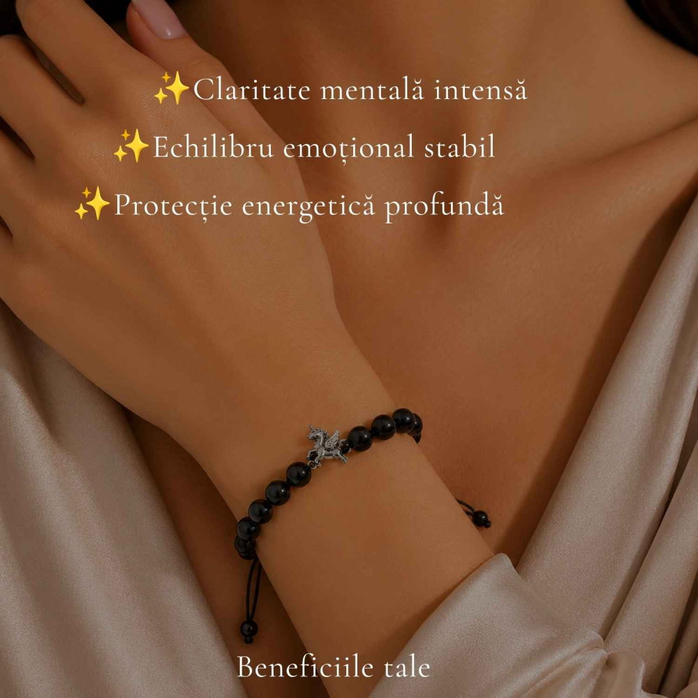 Bratara cu Obsidian Natural si Calut – Protectie, Curaj si Libertate [3]