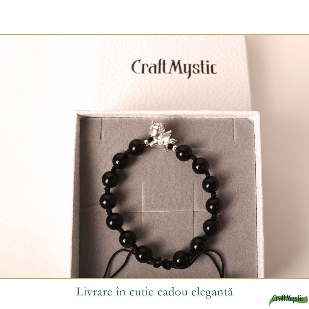Bratara cu Obsidian Natural si Calut – Protectie, Curaj si Libertate [6]