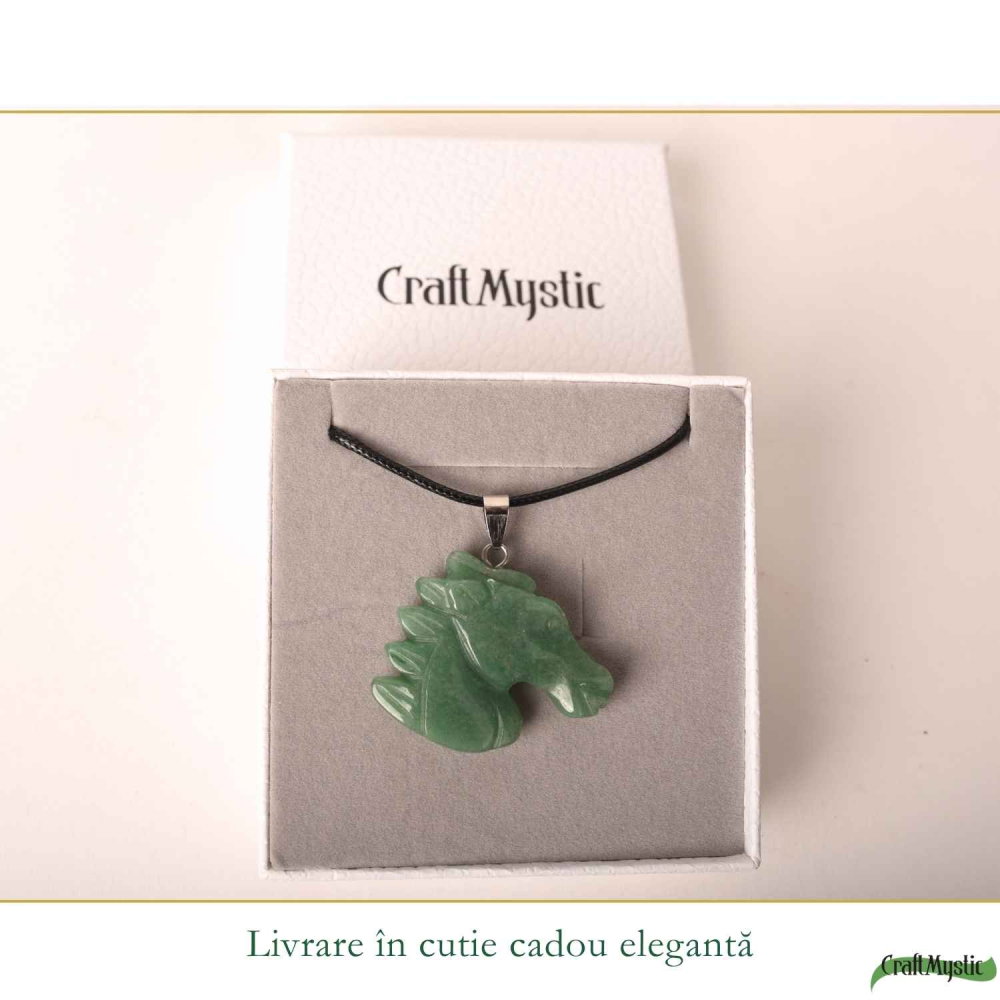 Colier cu Aventurin Verde Natural in Forma de Cal – Noroc, Echilibru si Libertate [6]