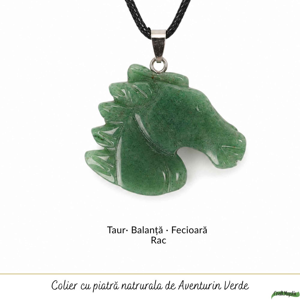 Colier cu Aventurin Verde Natural in Forma de Cal – Noroc, Echilibru si Libertate [5]