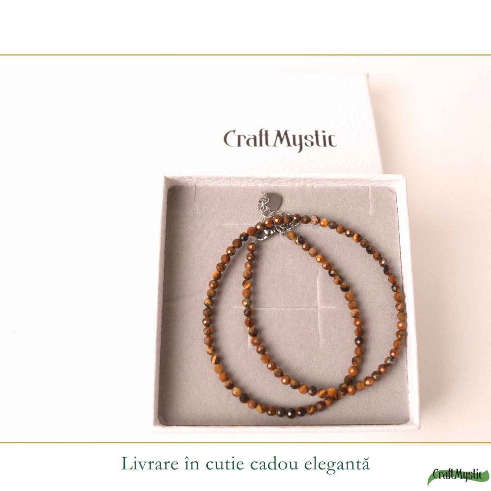 Colier fin la baza gatului tip Choker cu Ochi de Tigru Fatetat 3 mm – Curaj si Eleganta Naturala [6]