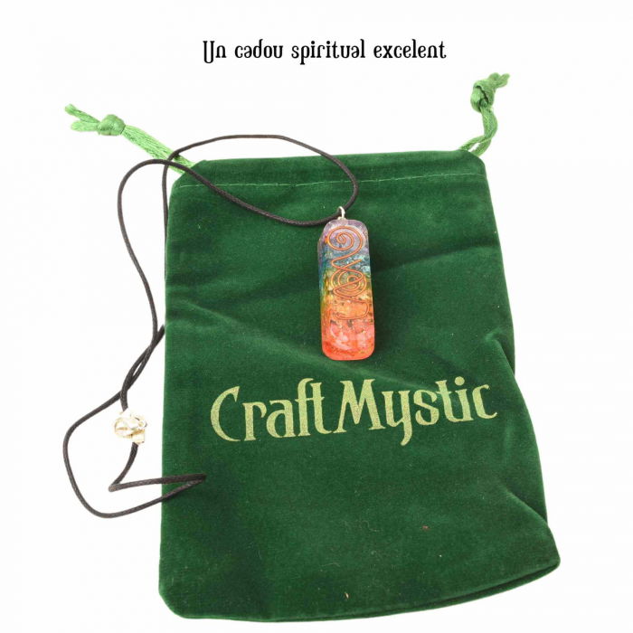 Pandantiv 4.5 cm de Vindecare a Chakrelor Orgonic cu Snur  - Colier cu 7 Pietre ale Chakrelor pentru Protectia Energetica si Vindecare Spirituala [6]