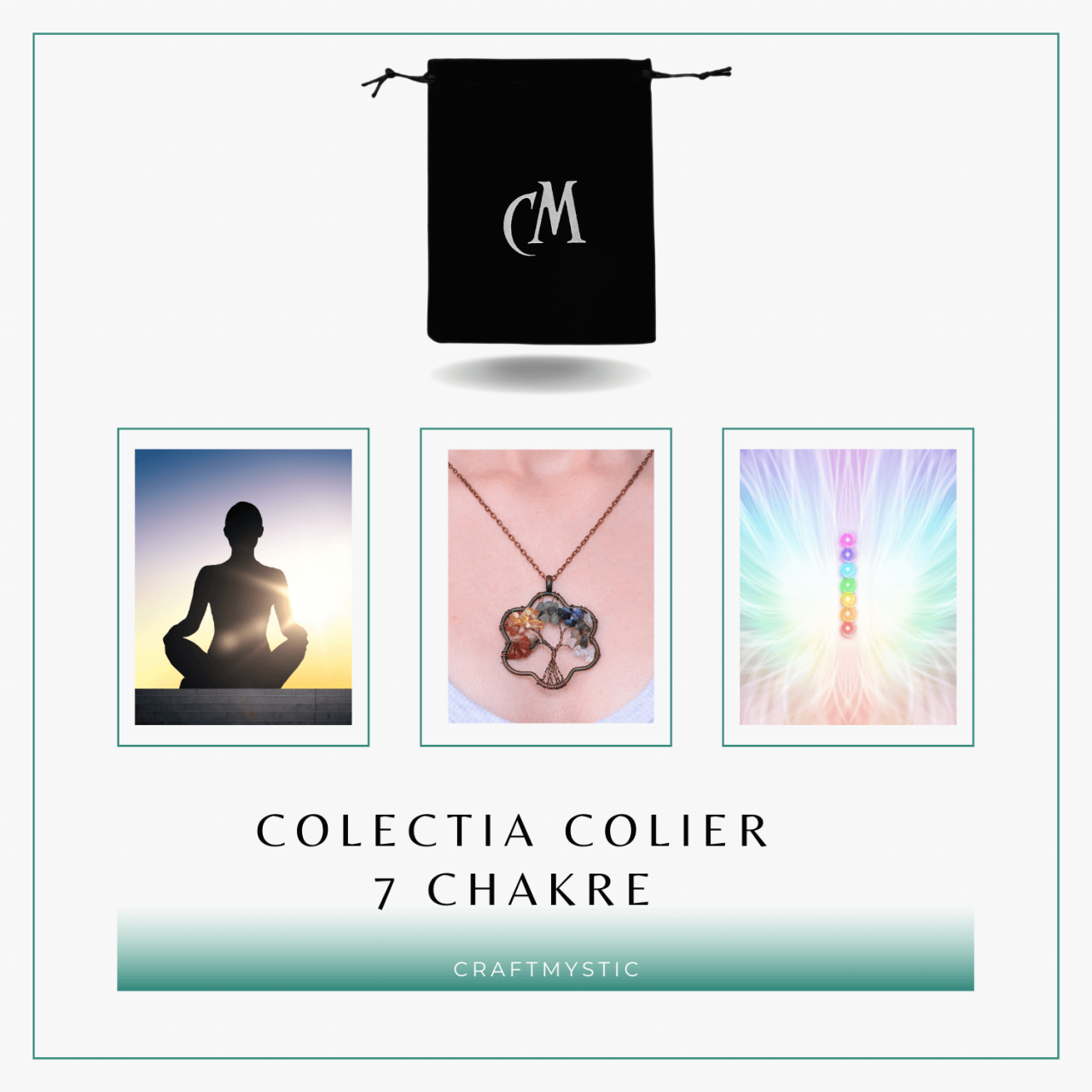 Colier cu pandantiv arborele vietii - Realizat manual cu pietre semipretioase sparte si cristale vindecatoare a celor 7 chakre [7]