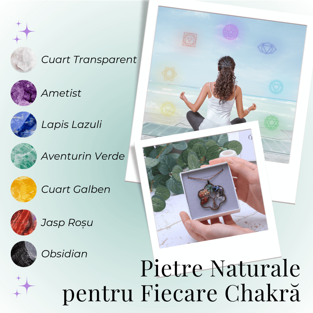 Colier cu pandantiv arborele vietii - Realizat manual cu pietre semipretioase sparte si cristale vindecatoare a celor 7 chakre [2]