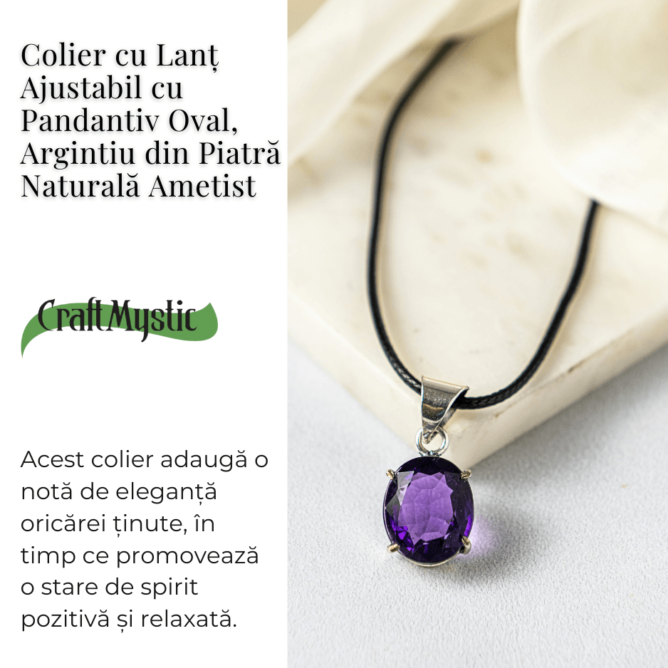 Colier Ametist Fatetat Oval – Claritate Mentala si Echilibru [5]