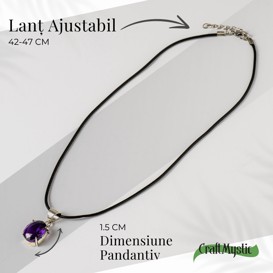 Colier Ametist Fatetat Oval – Claritate Mentala si Echilibru [4]