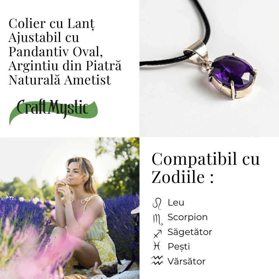 Colier Ametist Fatetat Oval – Claritate Mentala si Echilibru [3]