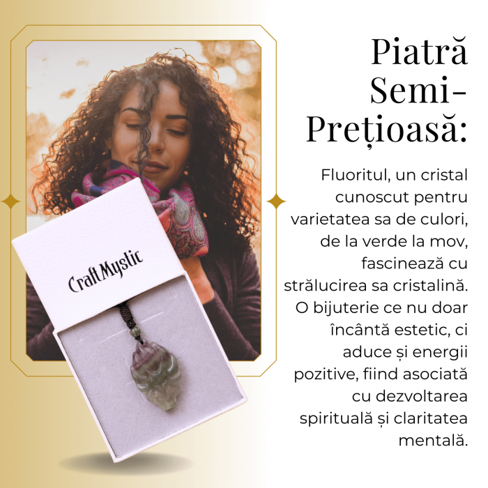 Colier cu pandantiv chip de vulpe din cristal vindecator Flourit verde [7]