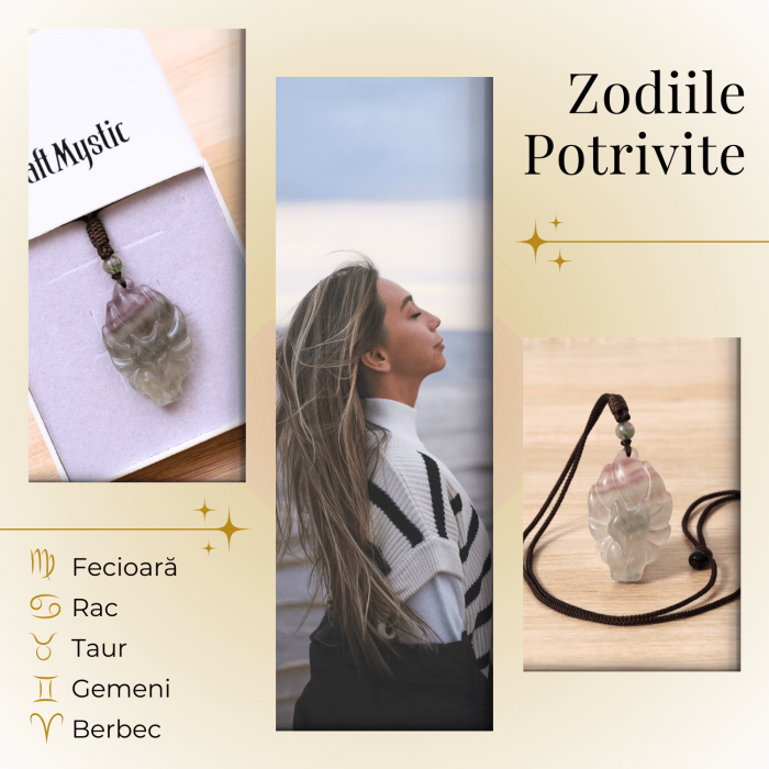 Colier cu pandantiv chip de vulpe din cristal vindecator Flourit verde [4]