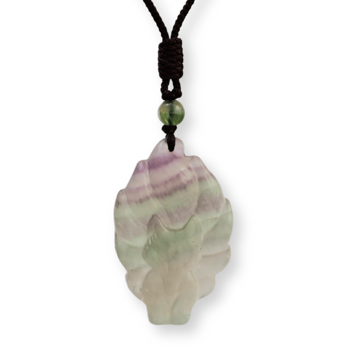 Colier cu pandantiv chip de vulpe din cristal vindecator Flourit verde [1]