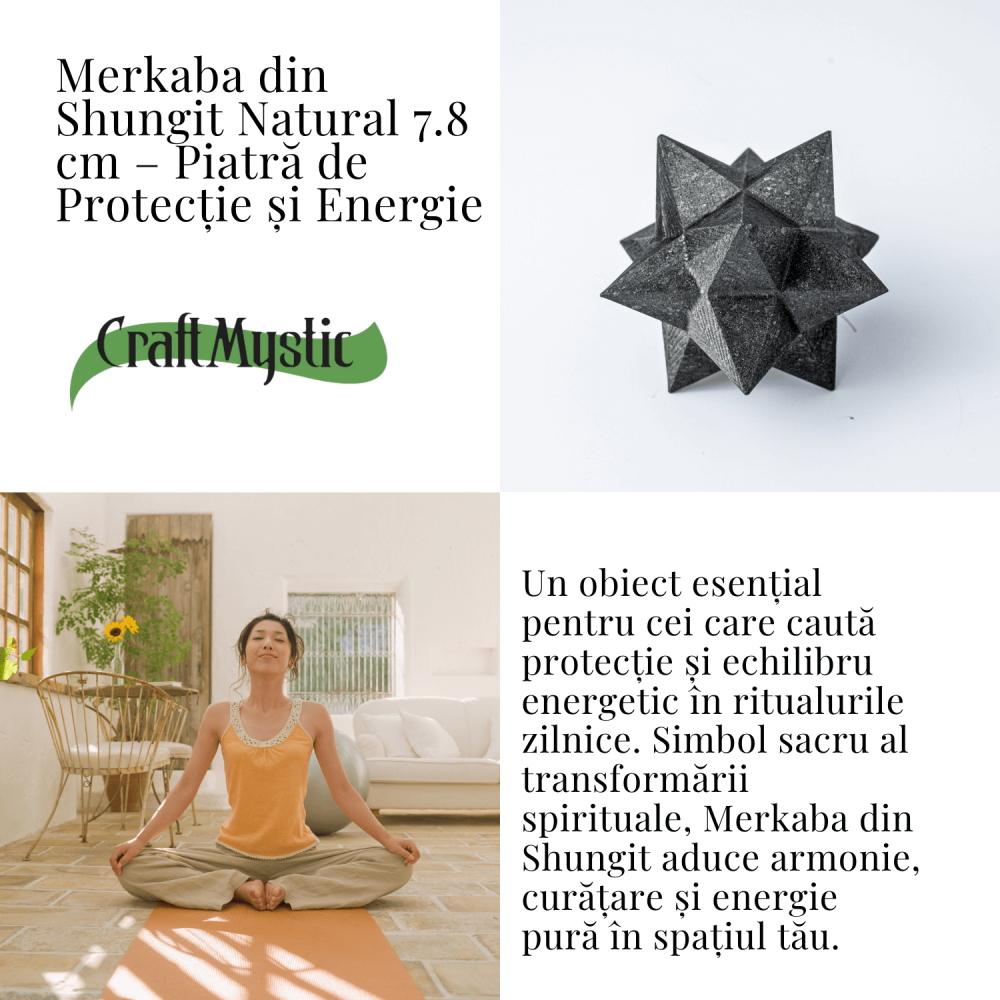 Merkaba din Shungit Natural 7.8 cm – Stea Sacra de Protectie Energetica si Armonie Interioara [5]