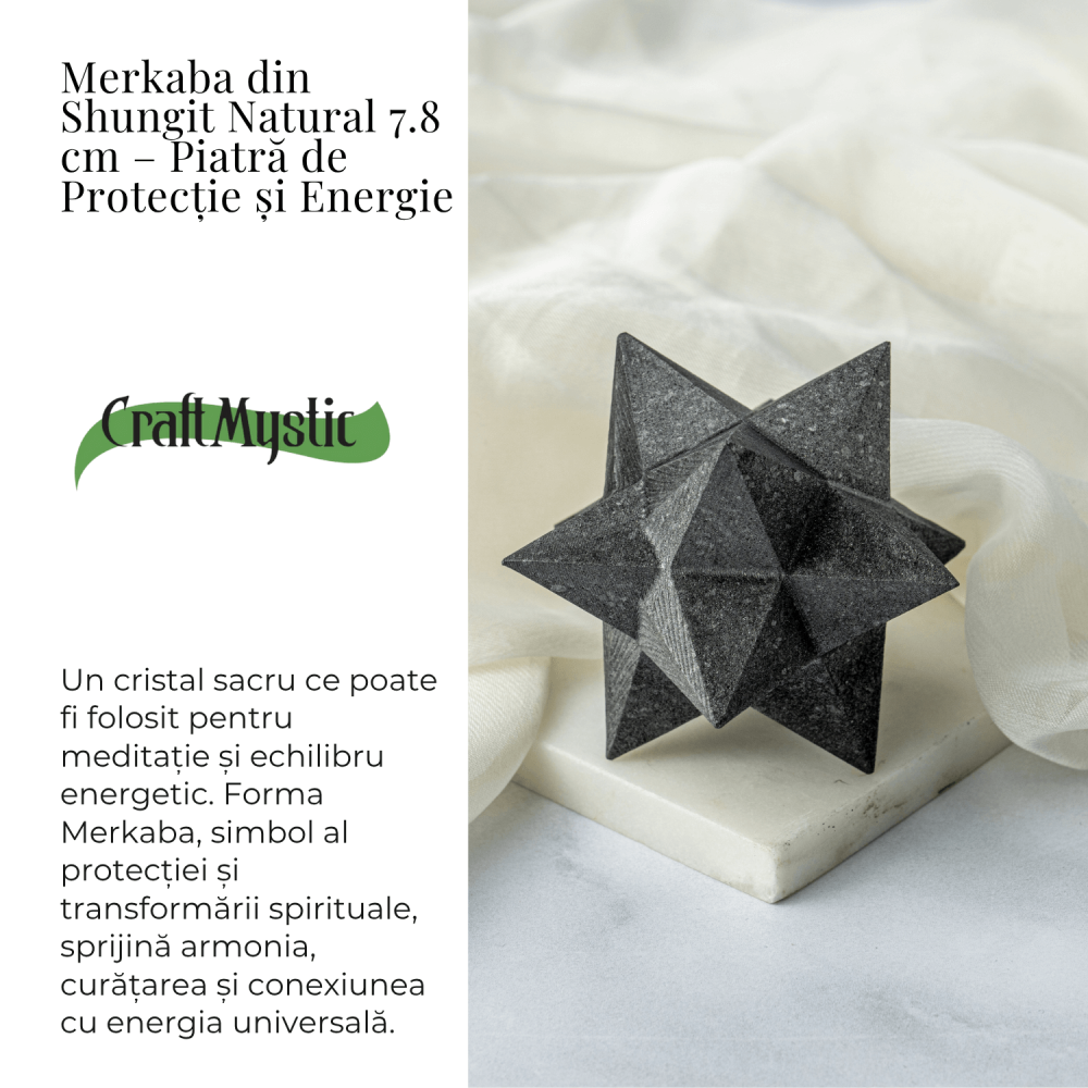 Merkaba din Shungit Natural 7.8 cm – Stea Sacra de Protectie Energetica si Armonie Interioara [3]