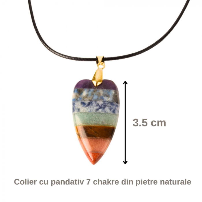 Pandantiv in forma de inima cu pietre naturale semipretioase naturale mixte Chakra cu ton auriu [4]