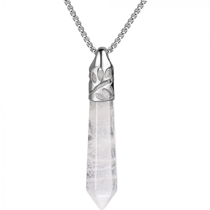 Colier cu pandantiv hexagonal din cristal ametist - O piatra puternica si protectoare, elibereaza stresul si calmeaza emotiile [1]