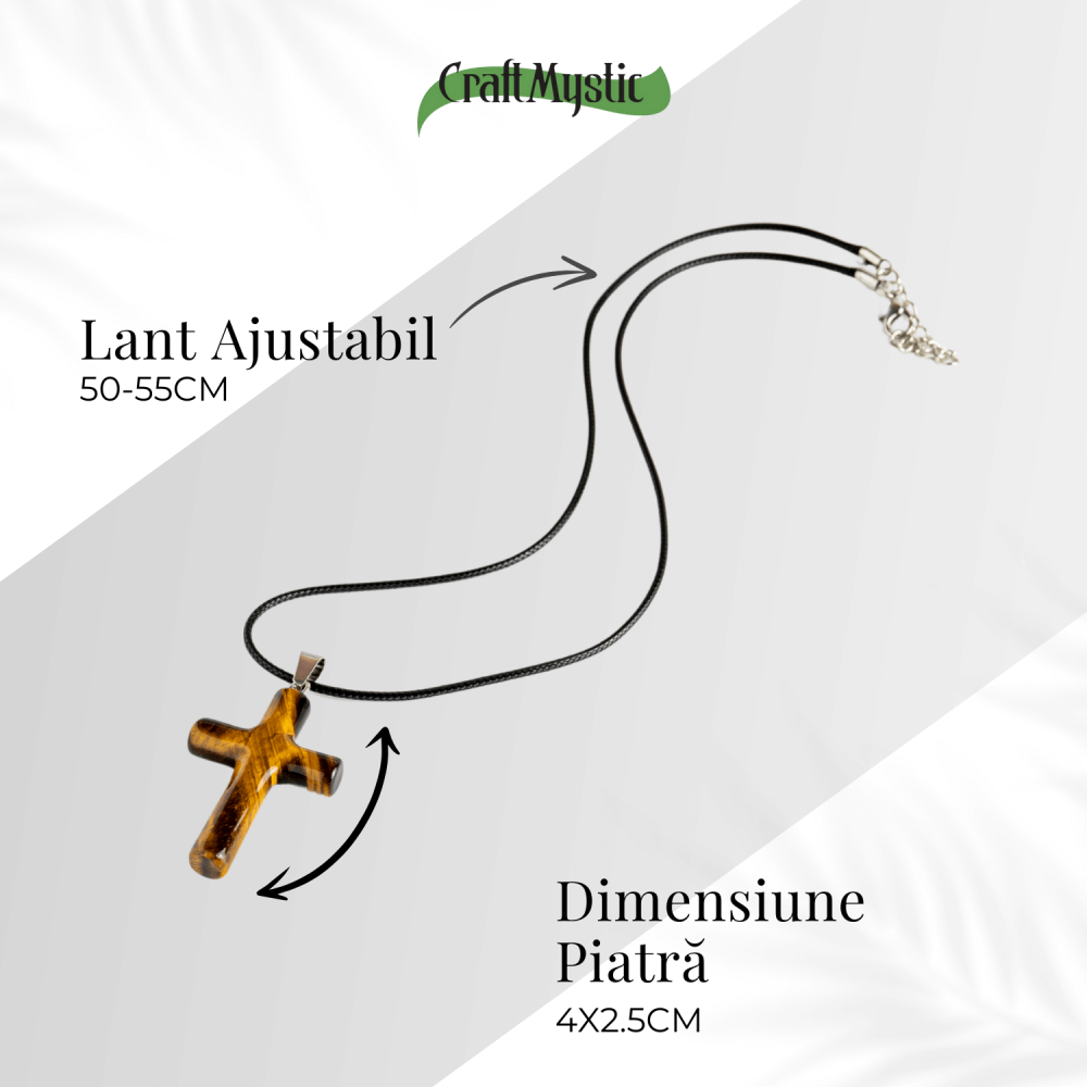 Colier cu Ochi de Tigru Natural in Forma de Cruce – Protectie si Echilibru Energetic [4]