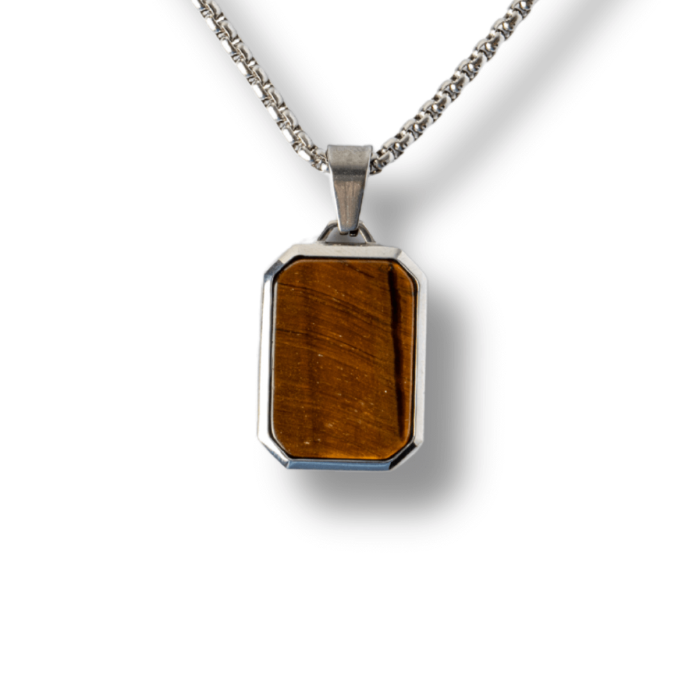 Colier cu Ochi de Tigru Natural si Pandantiv Dreptunghiular – Putere si Protectie [1]