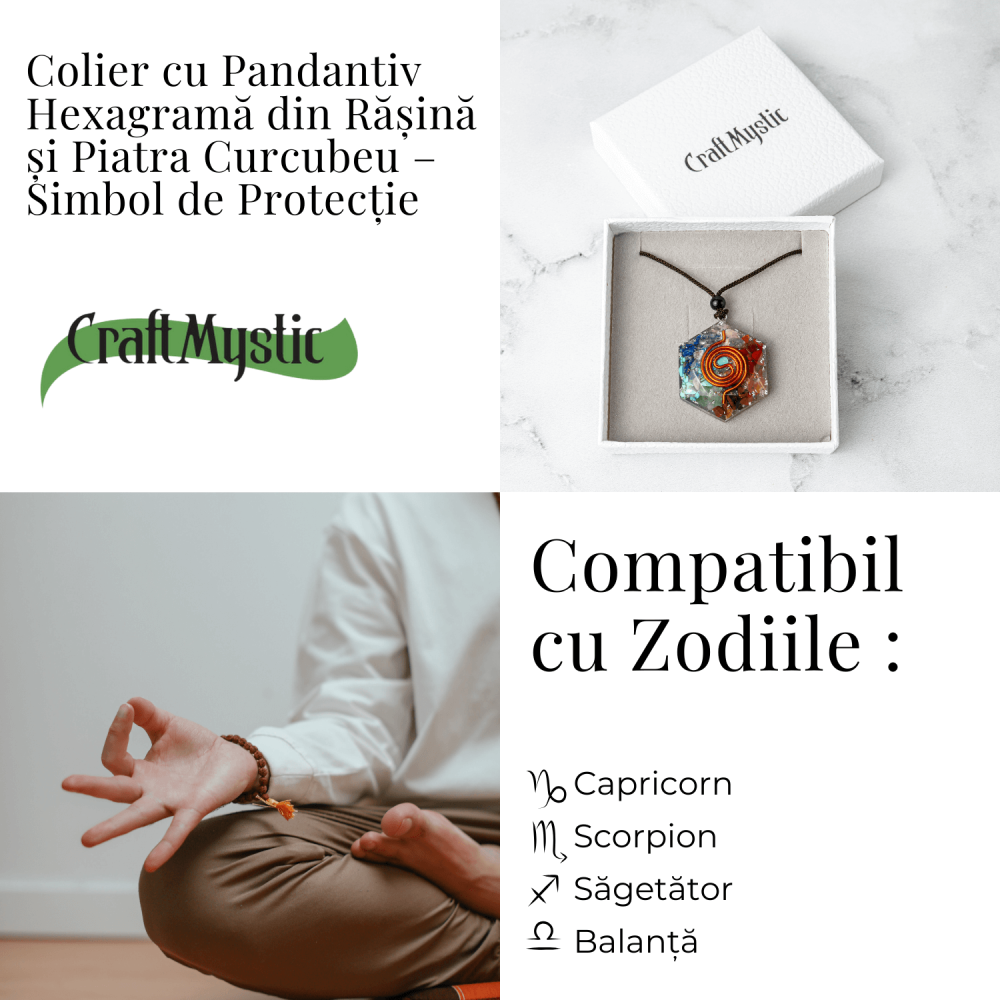 Colier cu Pandantiv Hexagrama din Rasina si Piatra 7 Chakre – Protectie si Armonie [5]