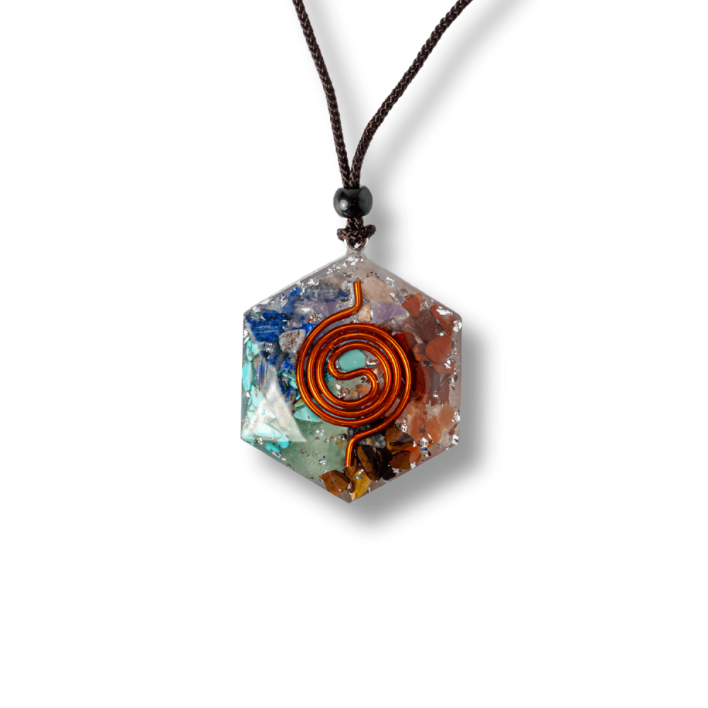 Colier cu Pandantiv Hexagrama din Rasina si Piatra 7 Chakre – Protectie si Armonie [9]