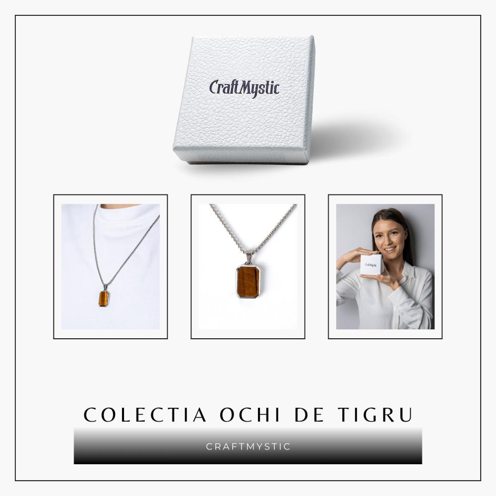 Colier cu Ochi de Tigru Natural si Pandantiv Dreptunghiular – Putere si Protectie [8]