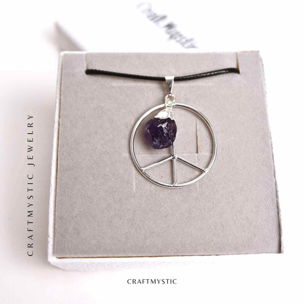 Colier cu Ametist în forma de Semnul Pacii – Liniate si Claritate [6]