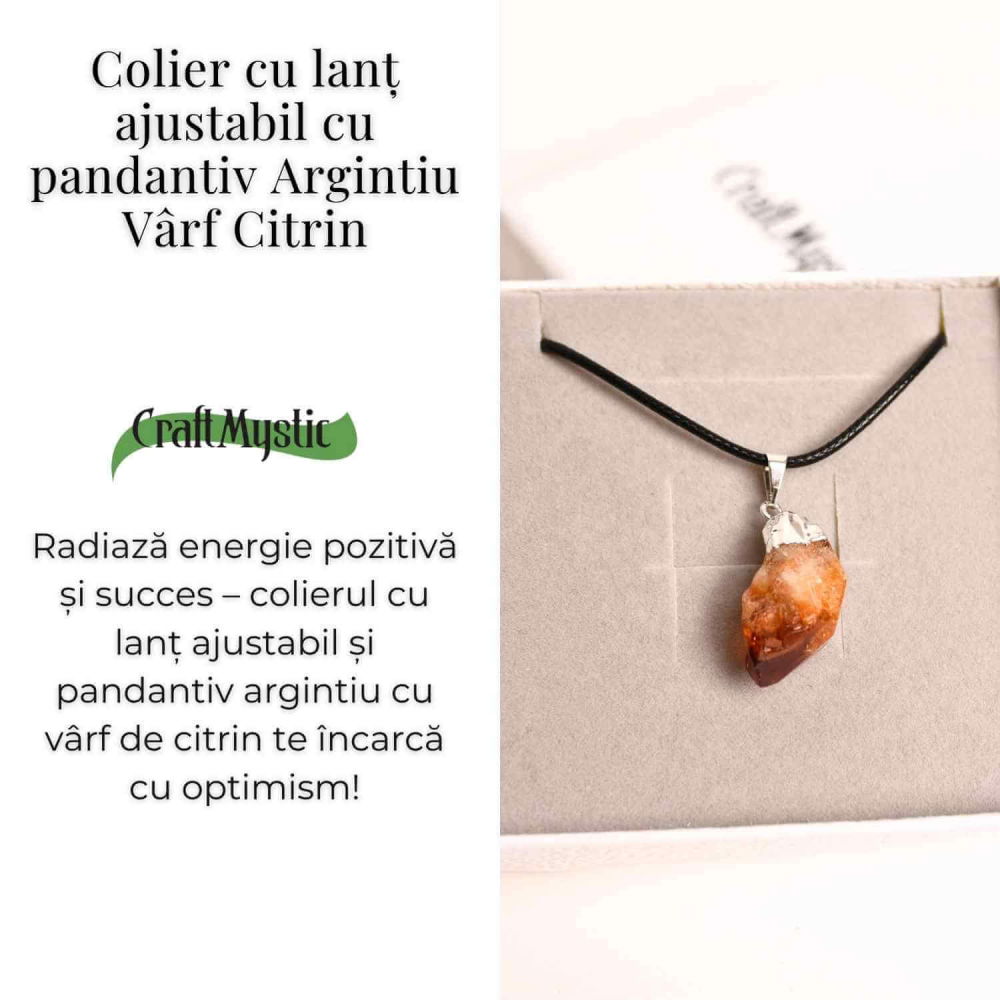 Colier cu pandantiv varf Citrin argintiu – Energie si Prosperitate [3]