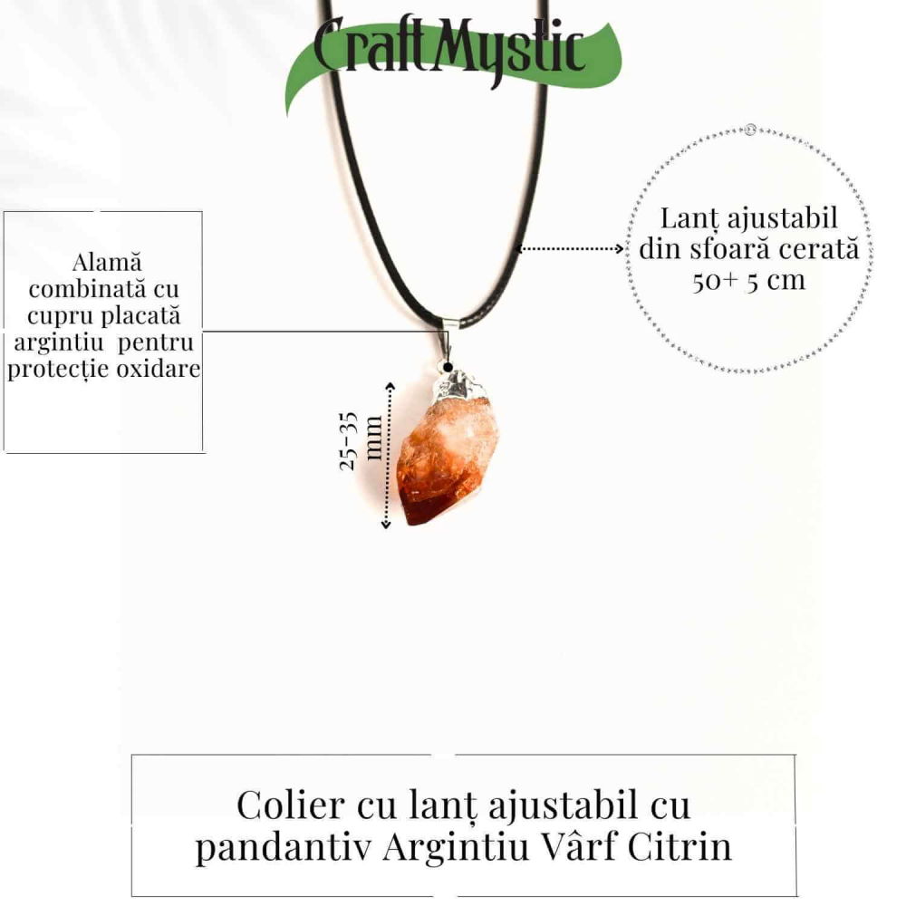 Colier cu pandantiv varf Citrin argintiu – Energie si Prosperitate [4]