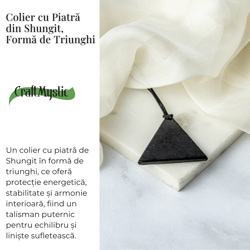 Colier cu Pandantiv Triunghiular din Shungit Natural – Protectie Energetica si Echilibru Interior [3]