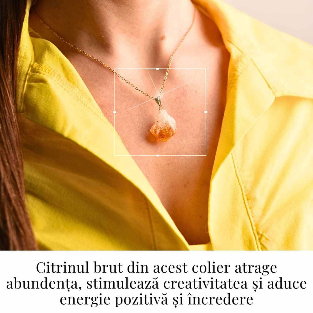 Colier auriu cu pandantiv citrin brut  – Energie si Prosperitate [2]