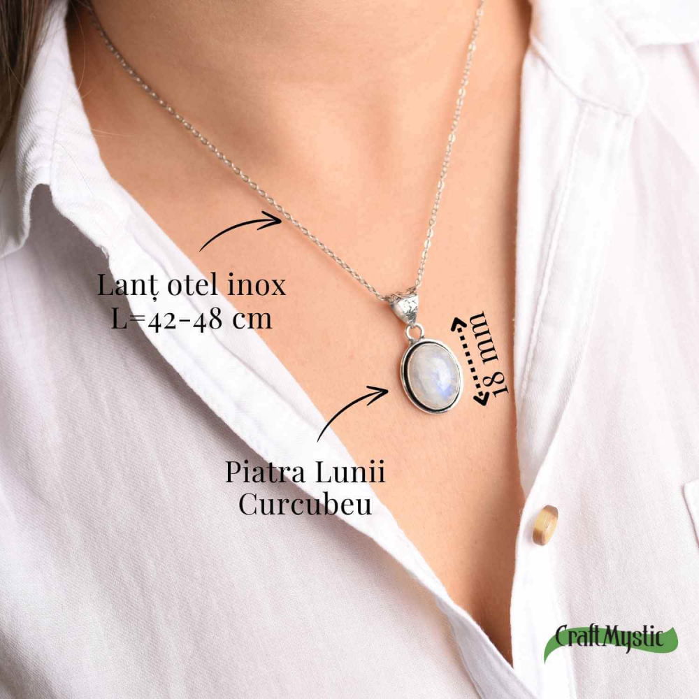 Colier cu Piatra Lunii Curcubeu - Armonie si Claritate Interioara [3]