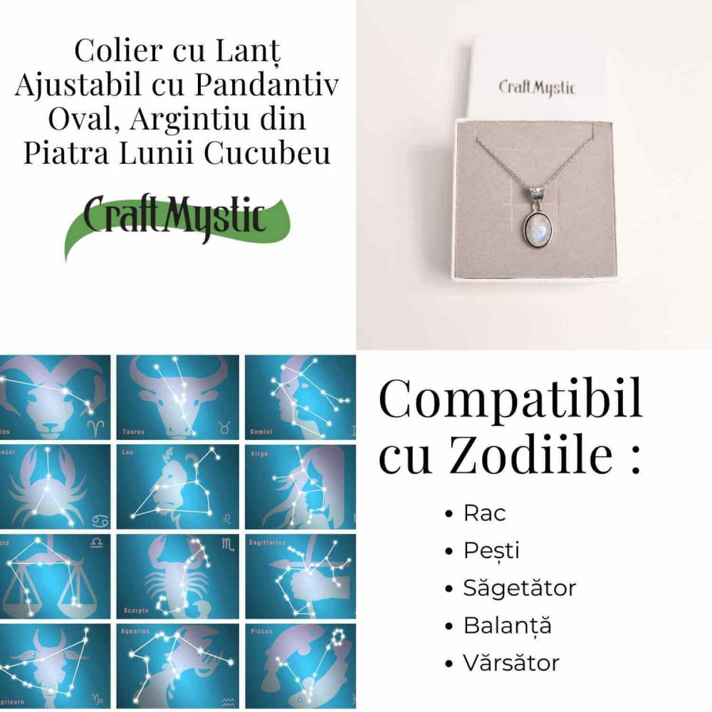 Colier cu Piatra Lunii Curcubeu - Armonie si Claritate Interioara [5]