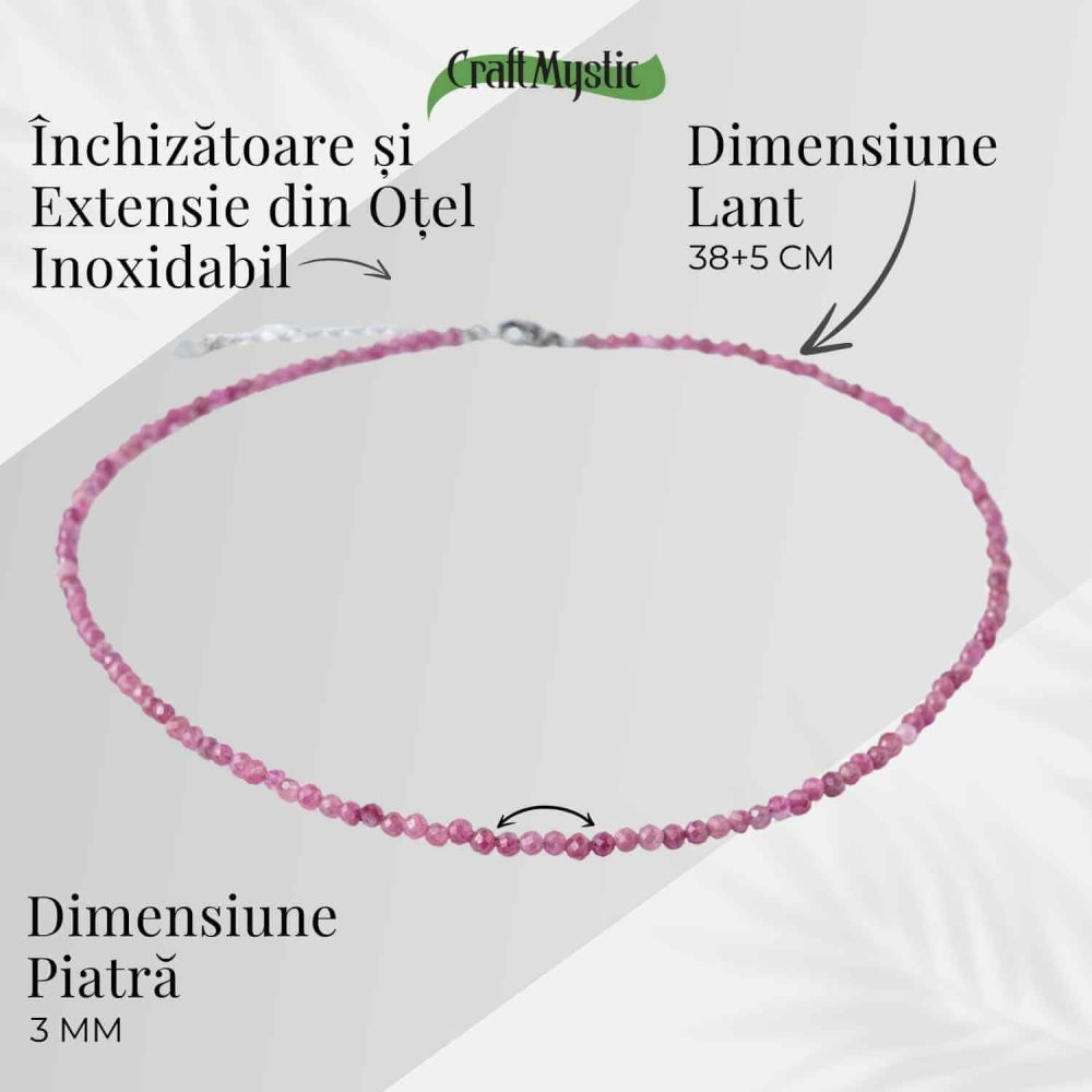 Colier cu pietre naturale de Turmalina Roz fatetata – Iubire, Vindecare si Energie a Inimii [5]