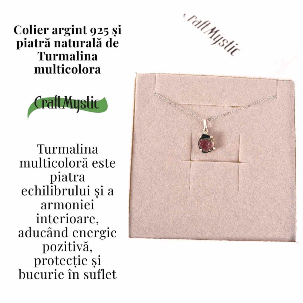Colier Argint 925 cu Turmalina Multicolora Bruta neuniforma– Armonie, Protectie si Bucurie Interioara [3]