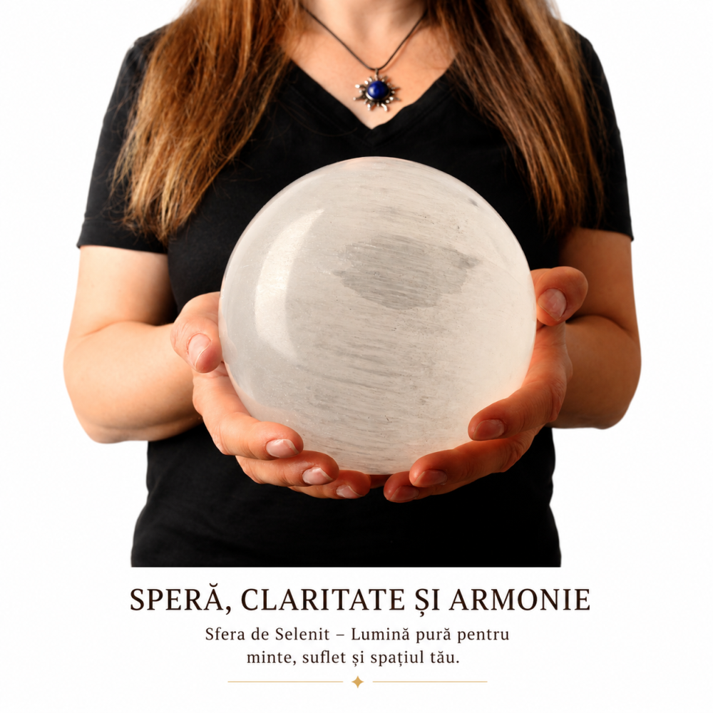 Sfera din Selenit Natural 14.5 cm – Claritate, Purificare si Armonie Energetica [2]