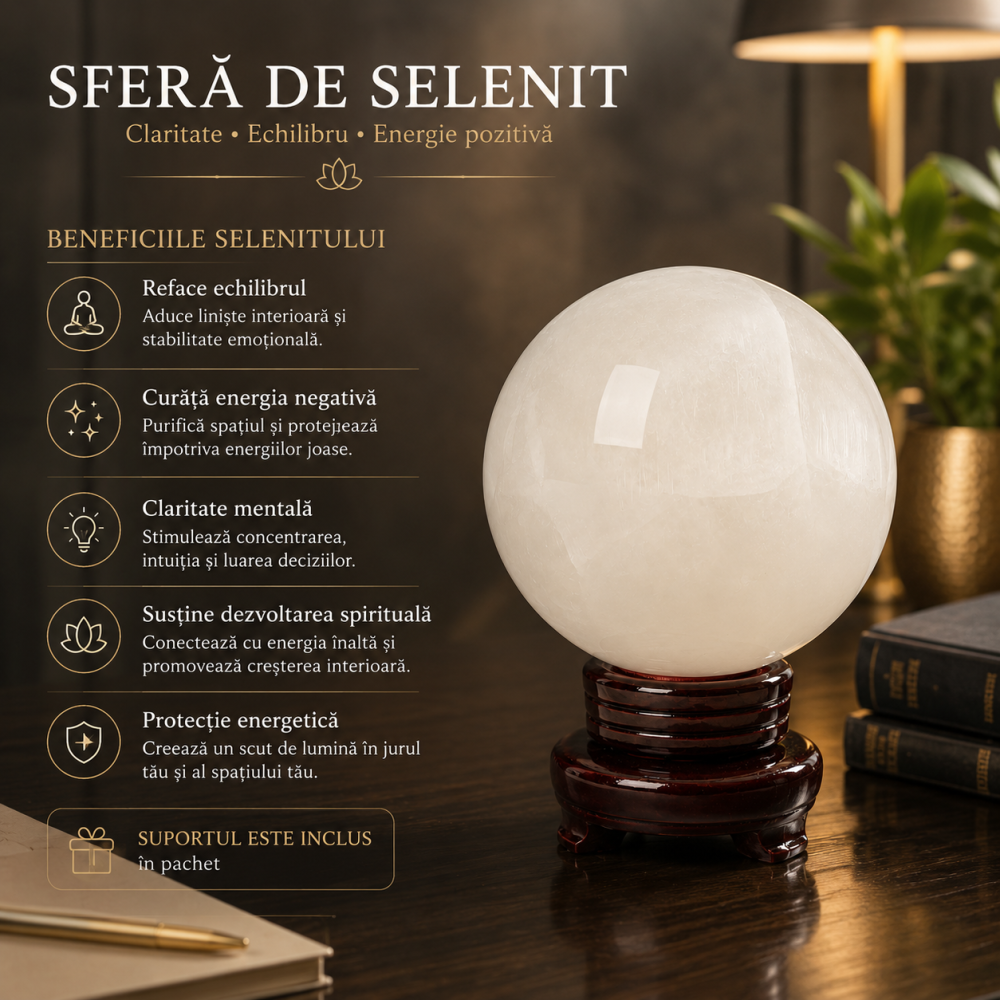 Sfera din Selenit Natural 14.5 cm – Claritate, Purificare si Armonie Energetica [5]