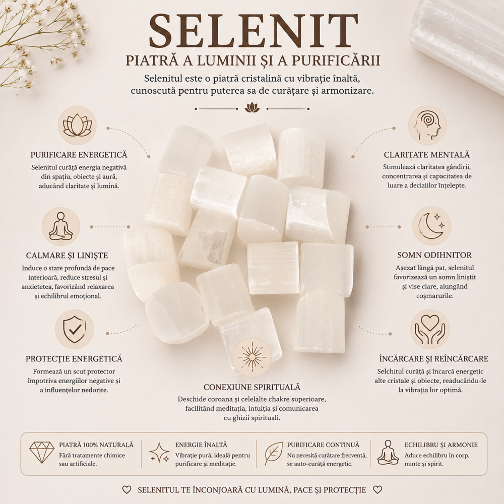 Pietre de Selenit Natural 2-3 cm – Purificare Energetica si Claritate Interioara [6]