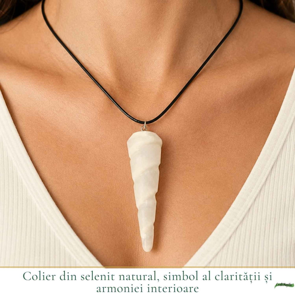 Colier cu Selenit Natural Con Spiralat – Claritate, Echilibru si Energie Luminoasa [2]