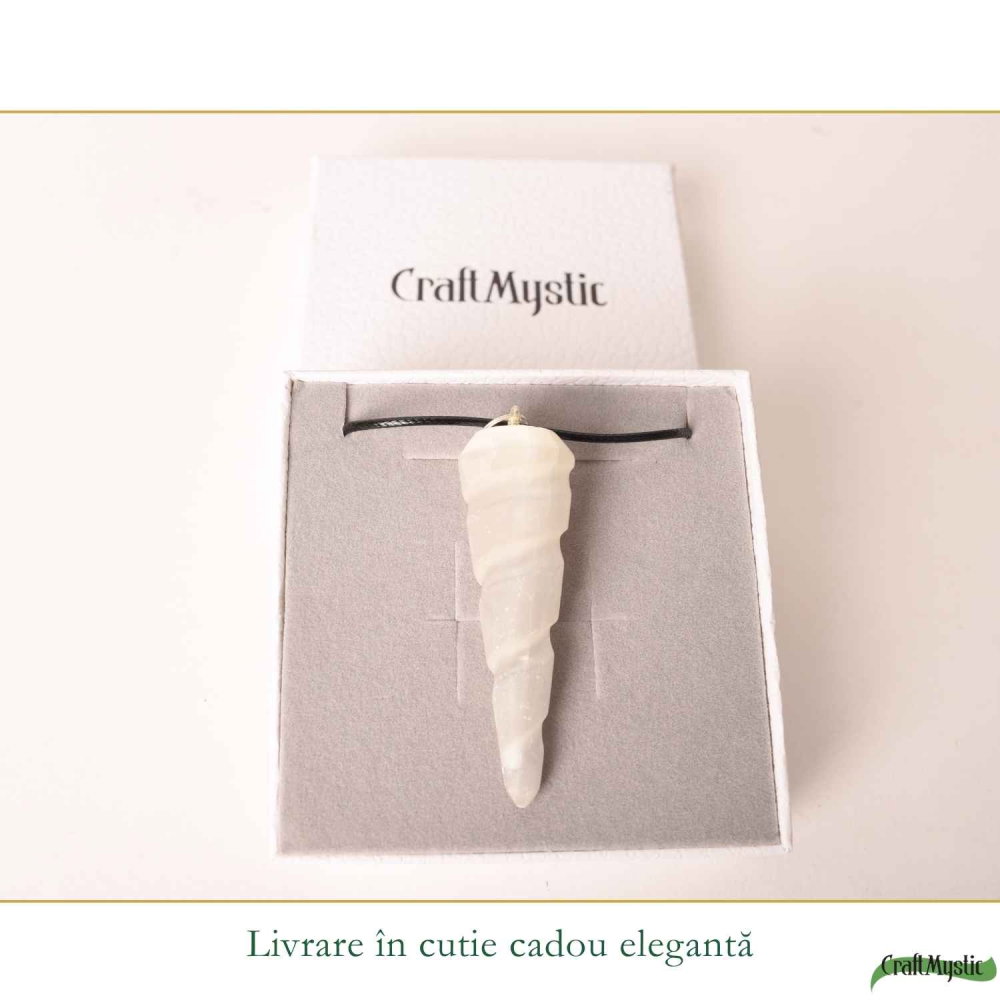 Colier cu Selenit Natural Con Spiralat – Claritate, Echilibru si Energie Luminoasa [6]