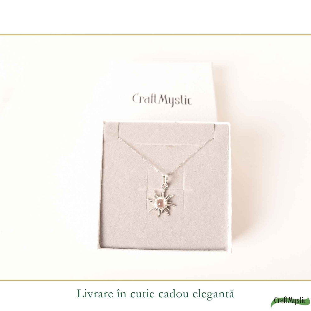 Colier Cuart Roz Soare din Argint 925 – iubire de sine si energie luminoasa [6]