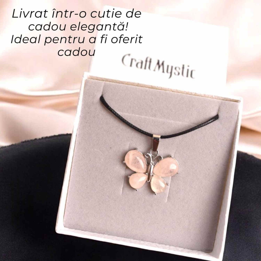 Colier ajustabil fluture cu ametist, ochi de tigru sau cuart roz – Protecție și Eleganță [7]