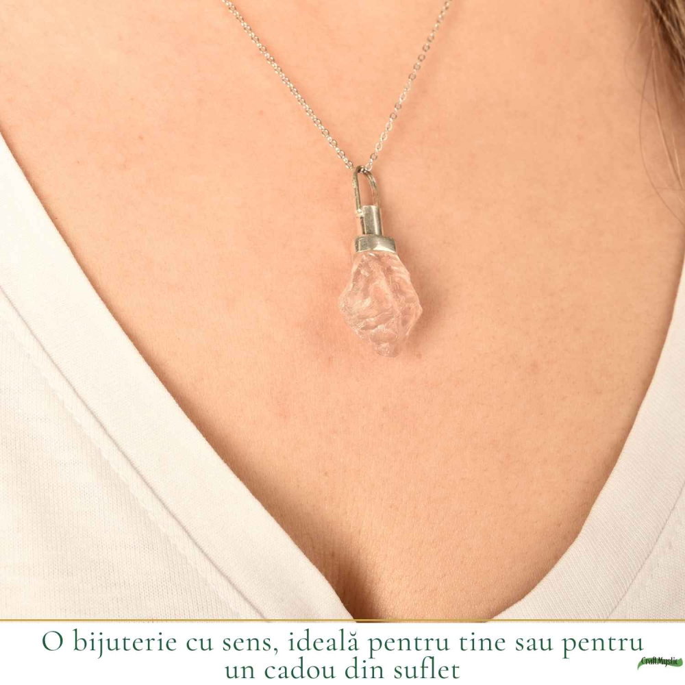 Colier Cuart Roz brut din Argint 925 – iubire autentica si echilibru emotional [2]