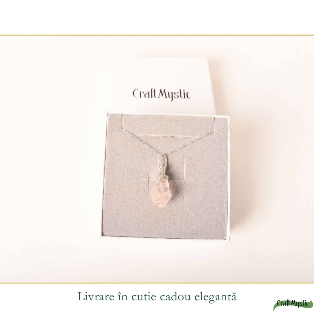Colier Cuart Roz brut din Argint 925 – iubire autentica si echilibru emotional [6]