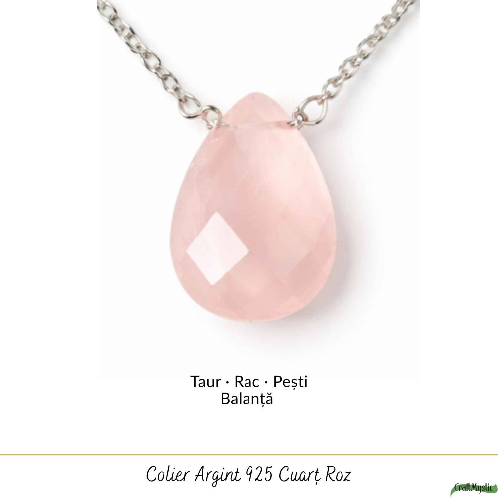 Colier argint 925 cuart roz lacrima – iubire, feminitate si echilibru emotional [5]
