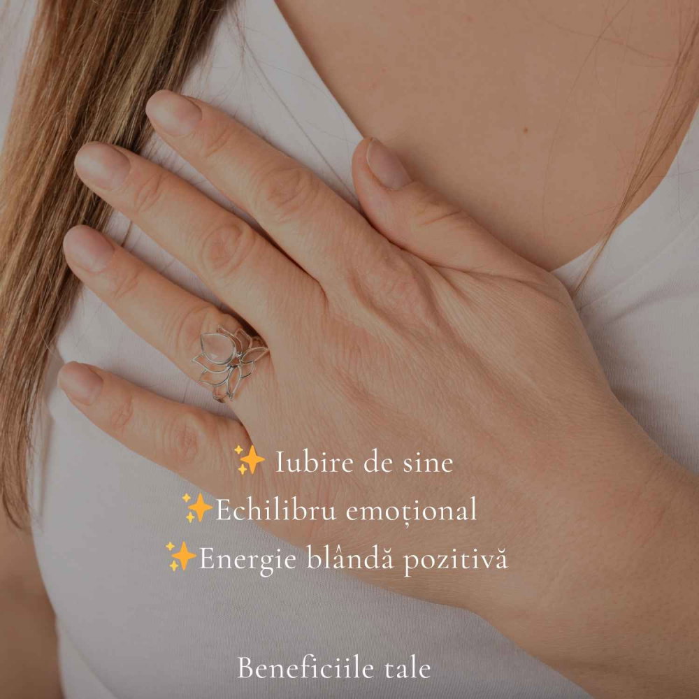 Inel Cuart Roz fatetat Lotus din Argint 925 – iubire de sine si echilibru interior [3]