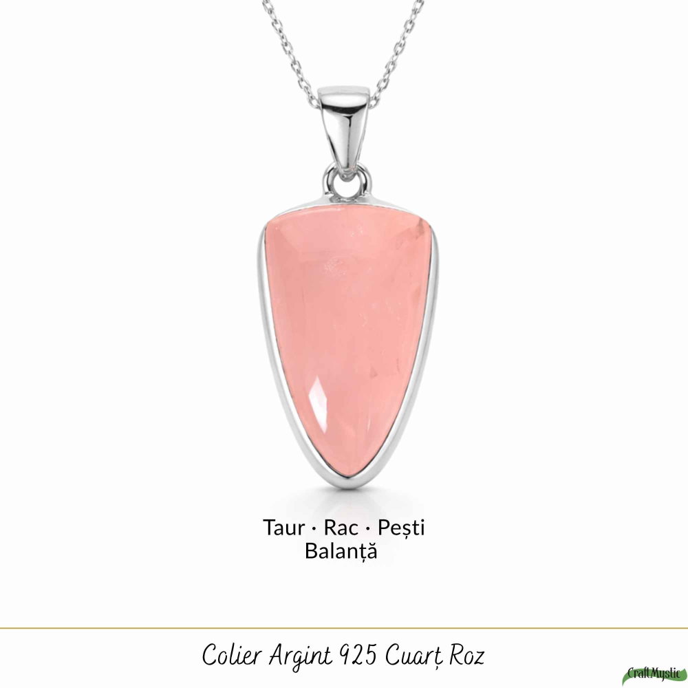 Colier Cuart Roz neregulat din Argint 925 – iubire de sine si echilibru emotional [5]