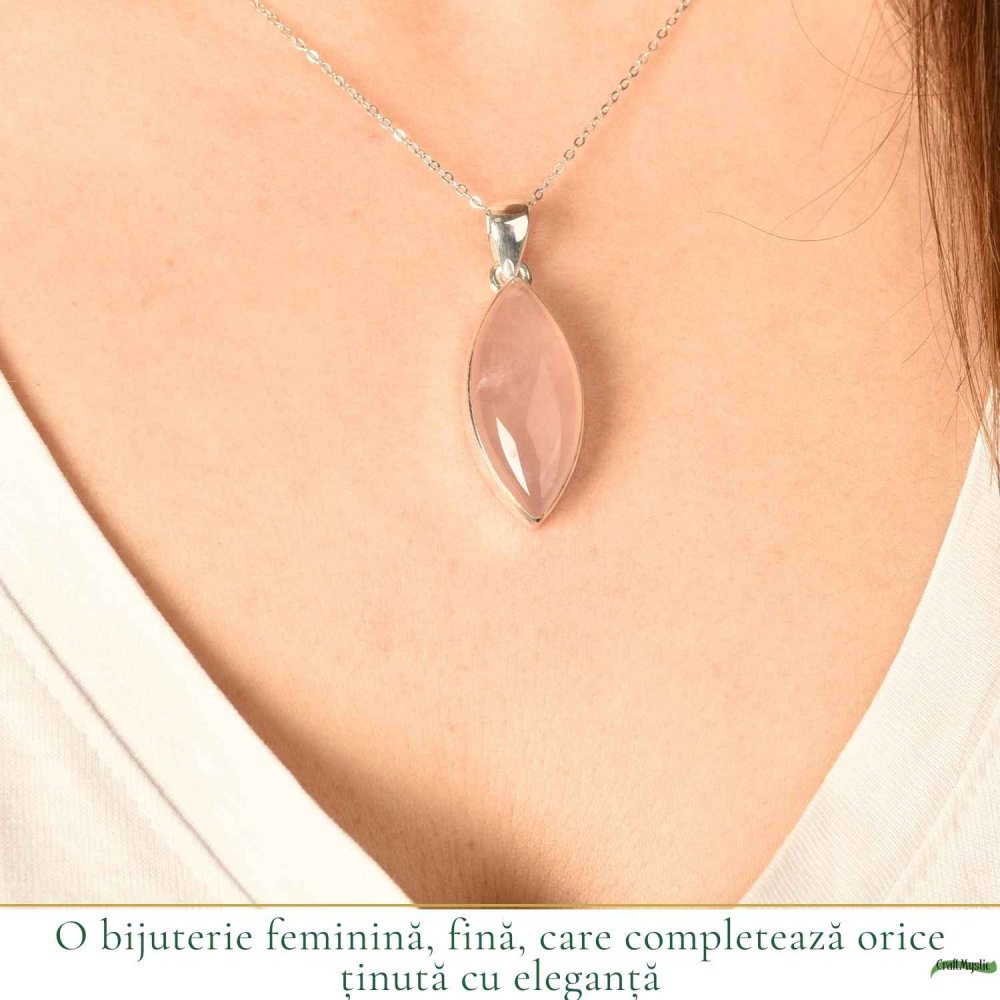 Colier Cuart Roz forma delica din Argint 925 – iubire de sine si feminitate blanda [2]